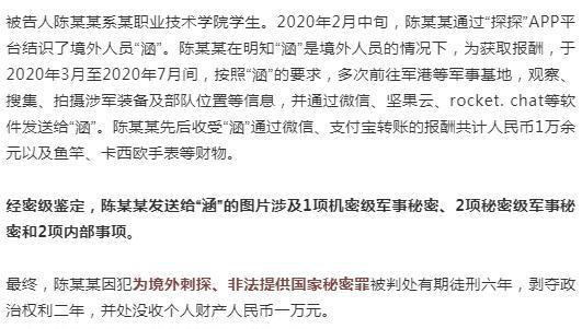 摄影师为境外提供384张涉军港军舰照,获刑14年